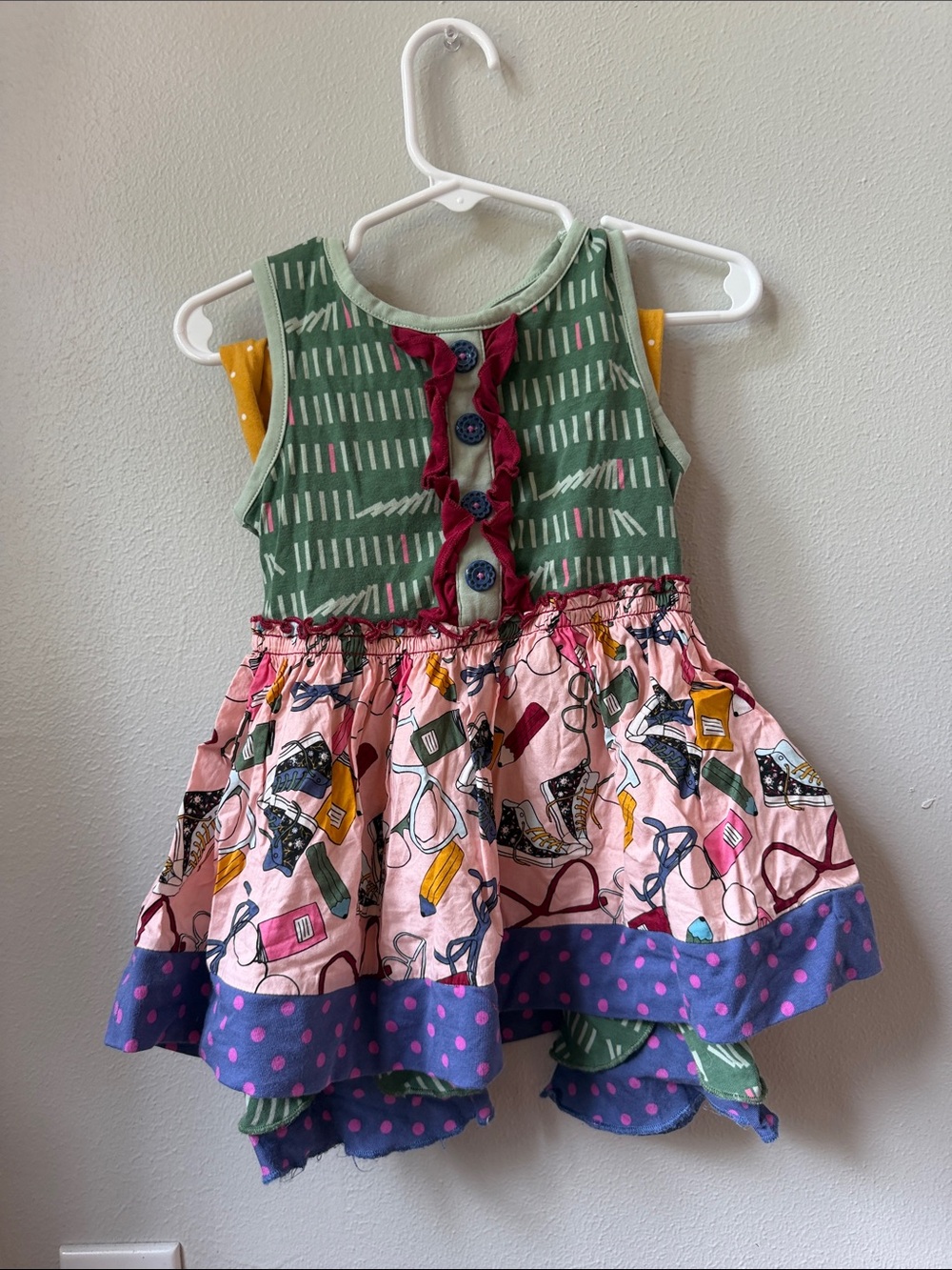 Matilda Jane Green Pink Purple Polka Dot Mixed Print Dress Set